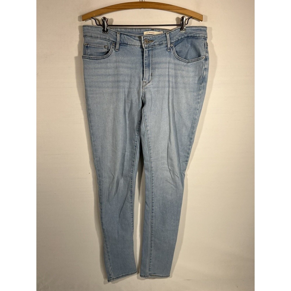 Levis 711‎ Skinny Jeans Womens 31 Faded Light Blue Denim Red Tab